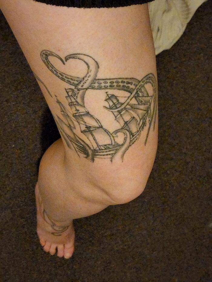 The Start Of My Leg Sleeve - The Kraken