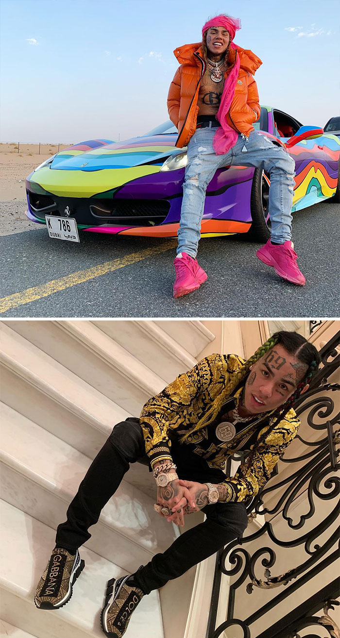 Rapper 6ix9ine Flaunts Expensive Cars And Jewelry On Social Media