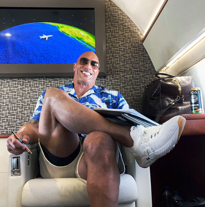 The Rock Flying In A Private Jet