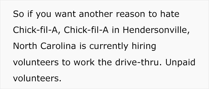 Chick-Fil-A Sparks A Major Backlash After Looking For Unpaid 'Volunteers' To Work For Sandwiches