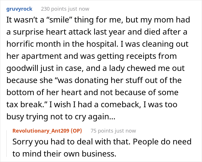Woman Shares How She Had To Lie To A Stranger About Her Parents Recently Dying To Teach Him Not To Require Smiles From Women Woman Shares How She Had To Lie To A Stranger About Her Parents Recently Dying To Teach Him Not To Require Smiles From Women