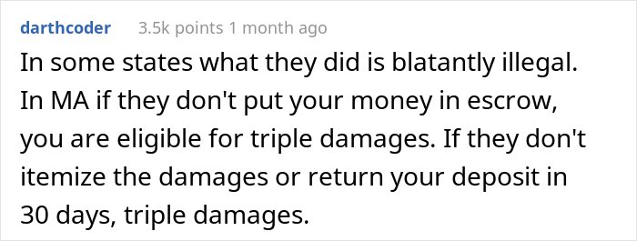 Property Management Refuse To Return Deposit And Charge For An Extra Month, Regret It When Tenant Exposes Their Lies Property Management Refuse To Return Deposit And Charge For An Extra Month, Regret It When Tenant Exposes Their Lies
