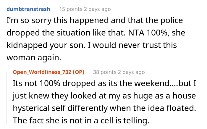 Woman Asks The Internet Whether She Was Wrong To Tell Her Mother She Can’t See Her Son Anymore After She Kidnapped Him Woman Asks The Internet Whether She Was Wrong To Tell Her Mother She Can’t See Her Son Anymore After She Kidnapped Him