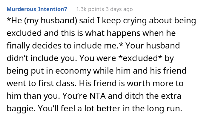 Husband Books 1st Class Tickets For Himself And His Friend For A Trip While Wife Only Gets Economy, Drama Ensues When Wife Decides Not To Go Husband Books 1st Class Tickets For Himself And His Friend For A Trip While Wife Only Gets Economy, Drama Ensues When Wife Decides Not To Go