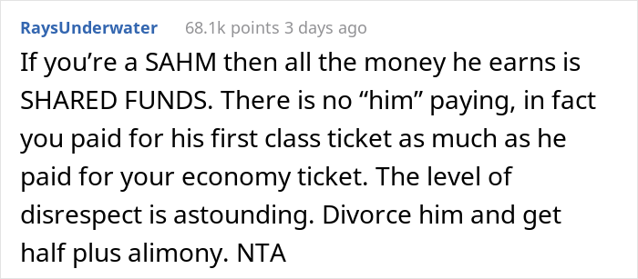 Husband Books 1st Class Tickets For Himself And His Friend For A Trip While Wife Only Gets Economy, Drama Ensues When Wife Decides Not To Go Husband Books 1st Class Tickets For Himself And His Friend For A Trip While Wife Only Gets Economy, Drama Ensues When Wife Decides Not To Go