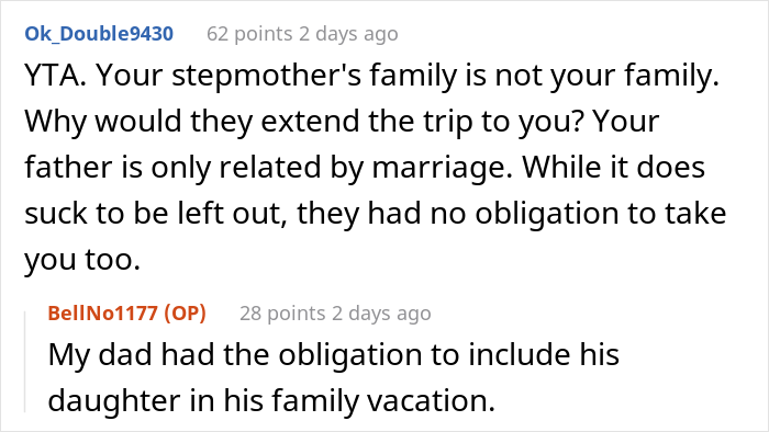 16 Y.O. Daughter Disappointed With Her Father As He Did Not Invite Her On His New Family's Paris Vacation, Gets Called A Jerk 16 Y.O. Daughter Disappointed With Her Father As He Did Not Invite Her On His New Family's Paris Vacation, Gets Called A Jerk
