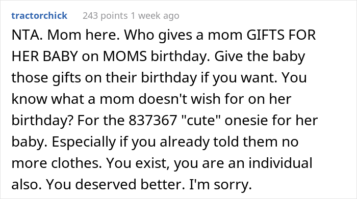 "People Have Told Me I Was Ungrateful And Selfish": New Mom Upset She Got Baby Stuff On Her Birthday, Wonders If She's A Jerk
