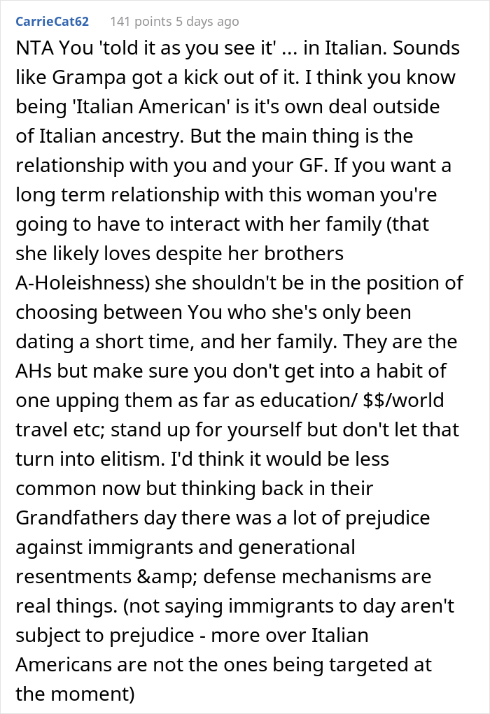 Girlfriend's Rude Italian-American Family Make Fun Of Her Boyfriend, Are Surprised When He Roasts Them With Fluent Italian