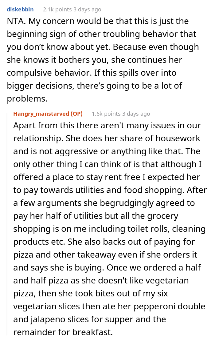 Boyfriend Wonders If He Was A Jerk For Telling His GF To Pack Her Bags, After She Repeatedly Ignored His Food Boundaries Boyfriend Wonders If He Was A Jerk For Telling His GF To Pack Her Bags, After She Repeatedly Ignored His Food Boundaries