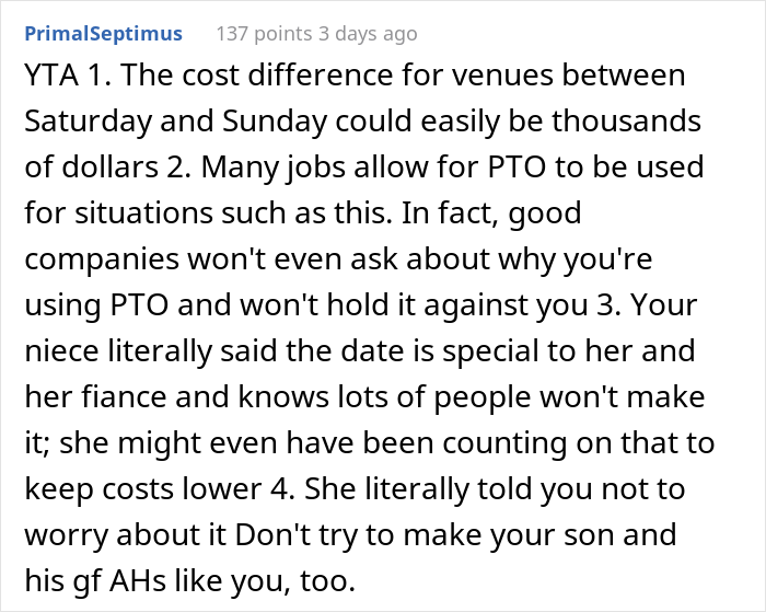 Relative Upset Their Niece Planned A Destination Wedding On A Sunday Night, Tells Her Off, And The Internet's Having None Of It Relative Upset Their Niece Planned A Destination Wedding On A Sunday Night, Tells Her Off, And The Internet's Having None Of It
