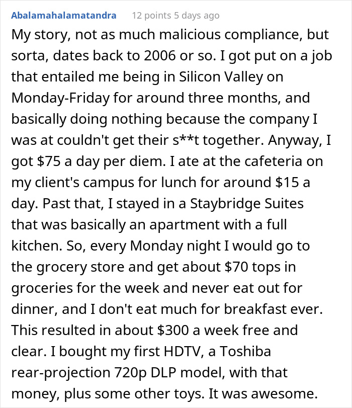 Employee Is Told To Have Their Meals Only During Assigned Time Periods, They Maliciously Comply And End Up Doing Less Work
