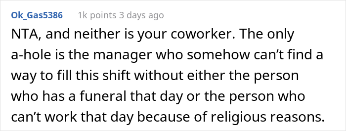 Woman's Sister Dies Unexpectedly, She Asks For A Day Off Work, But Coworker Says No Because Of Her Religious Beliefs