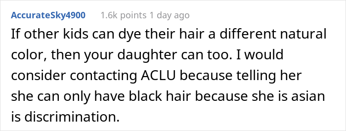 "AITA For Refusing To Dye My Daughter’s Hair Because Her School Complained?"