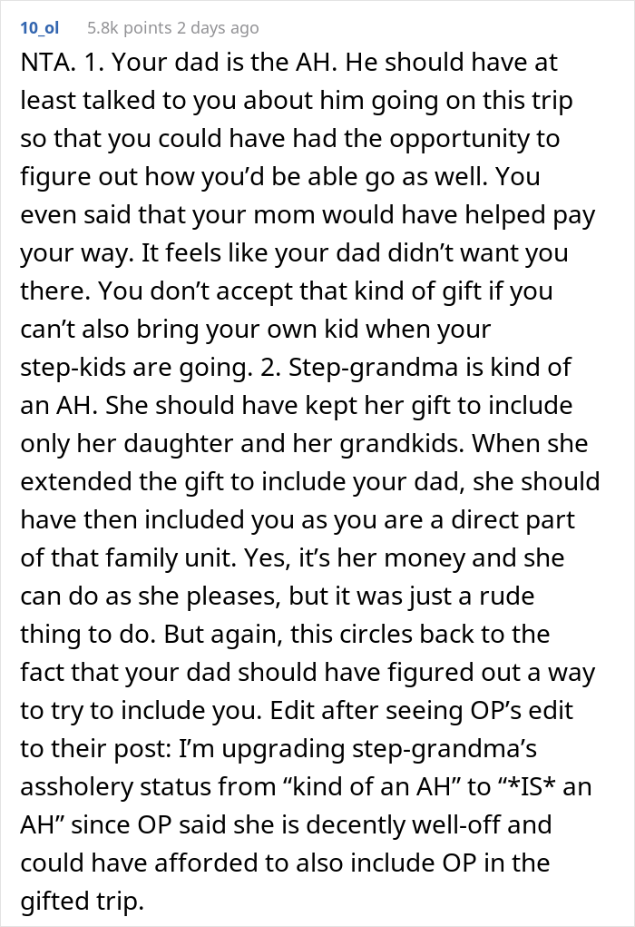 16 Y.O. Daughter Disappointed With Her Father As He Did Not Invite Her On His New Family's Paris Vacation, Gets Called A Jerk 16 Y.O. Daughter Disappointed With Her Father As He Did Not Invite Her On His New Family's Paris Vacation, Gets Called A Jerk