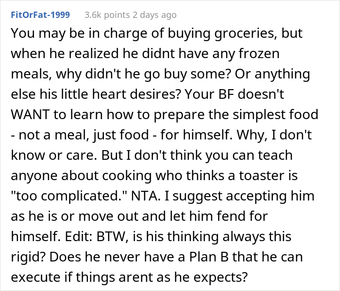 "The Toaster Is Too Complicated": Man-Child Claims Girlfriend Practically Left Him To Starve After She Went On A Trip For One Week