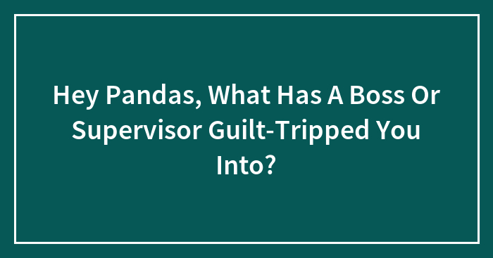Hey Pandas, What Has A Boss Or Supervisor Guilt-Tripped You Into? (Closed)