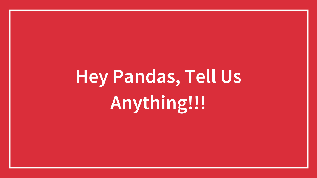 Hey Pandas, Tell Us Anything!!!