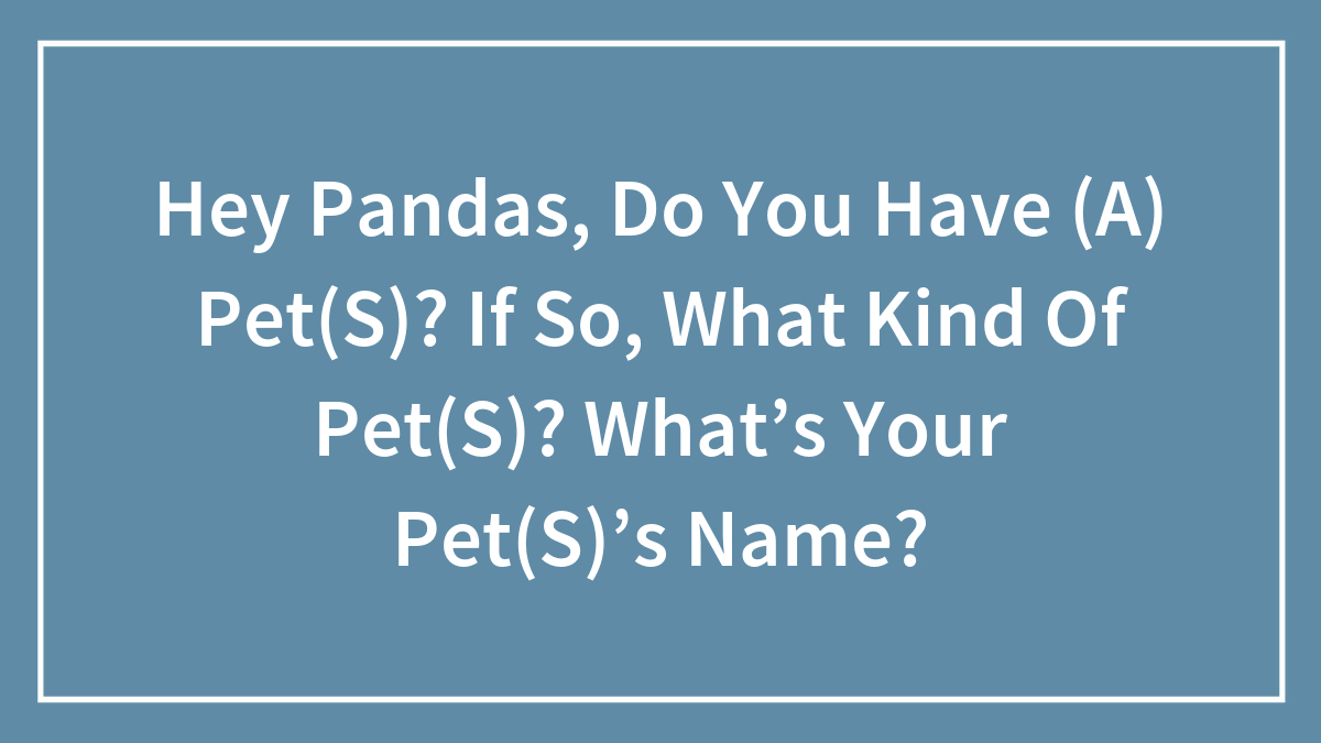 Hey Pandas, Do You Have (A) Pet(S)? If So, What Kind Of Pet(S)? What’s Your Pet(S)’s Name?