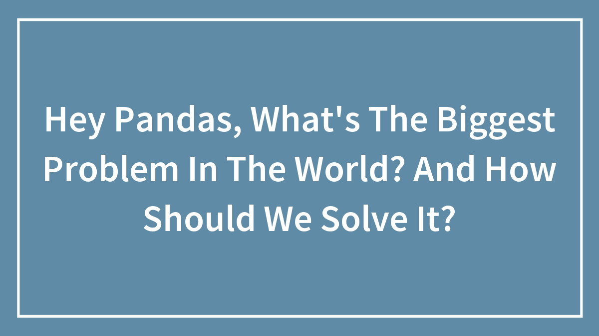Hey Pandas, What’s The Biggest Problem In The World? And How Should We Solve It?