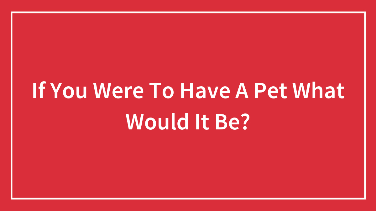 If You Were To Have A Pet What Would It Be?