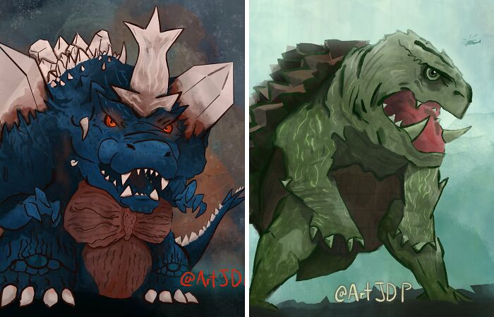 I Made These Illustrations Of Different Giant Monsters From Famous Kaiju Films (8 Pics)