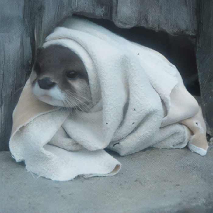 Baby Otter Wrapped In Baby Blanket