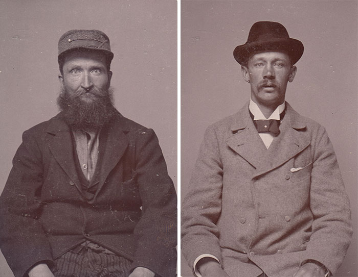 Fotos de dos hombres encarcelados por tener relaciones sexuales entre sí. Estocolmo, Suecia, en 1897