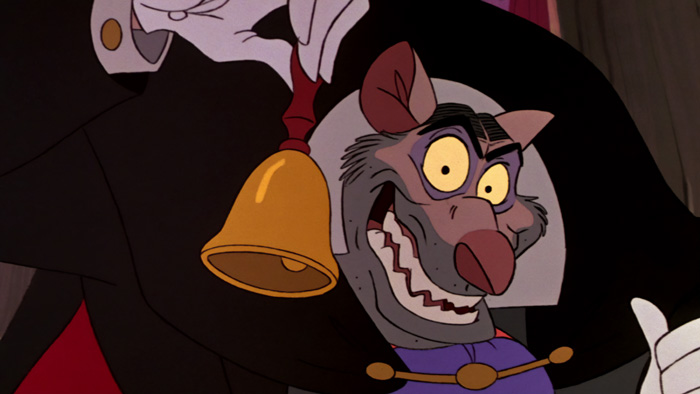 Professor Ratigan holding a bell 