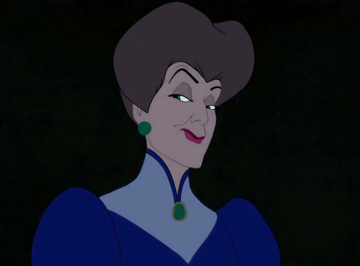 Lady Tremaine wearing green earrings 