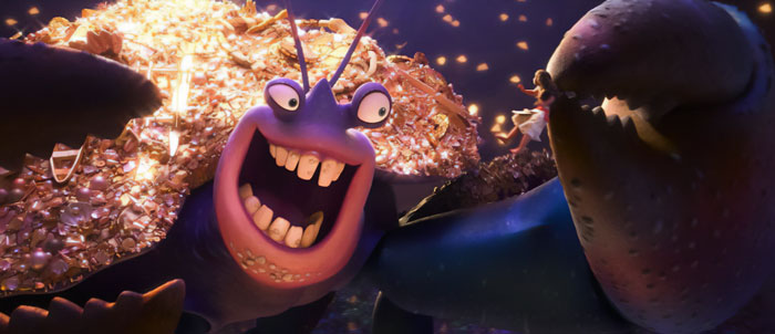 Tamatoa holding Moana 