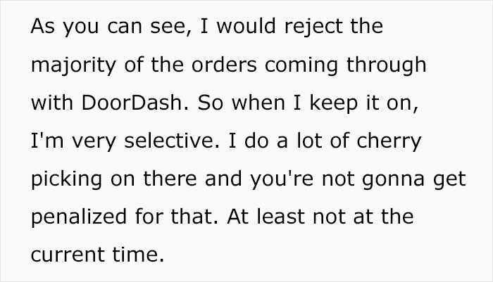“I Reject The Majority Of Orders”: DoorDash Driver Shares How He Chooses Which Orders To Pick Up, Sparks Debate Online “I Reject The Majority Of Orders”: DoorDash Driver Shares How He Chooses Which Orders To Pick Up, Sparks Debate Online