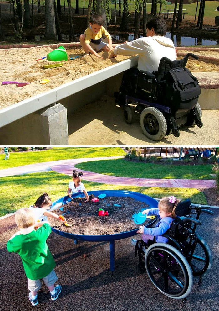 Caja de arena adaptada a las sillas de ruedas