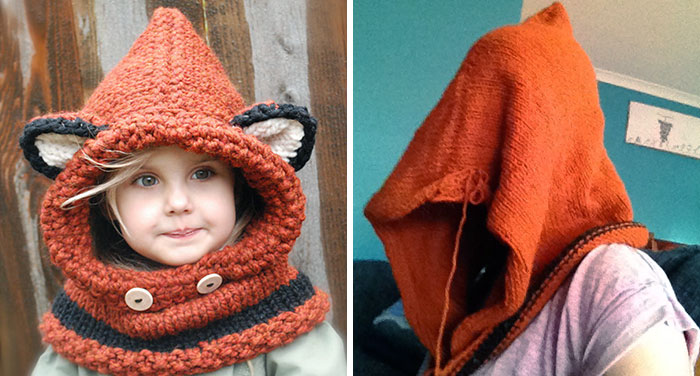 My Friend Just Knitted A Fox Cowell Hood. Expectations vs. Reality