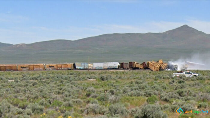 "A Literal Trainwreck". Location: Wells, Nevada, USA