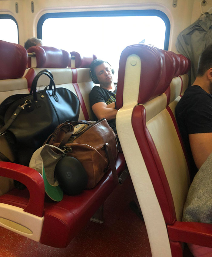 Here’s What An Entitled Duchebag On A Crowded Metro North Commuter Train To New York Looks Like