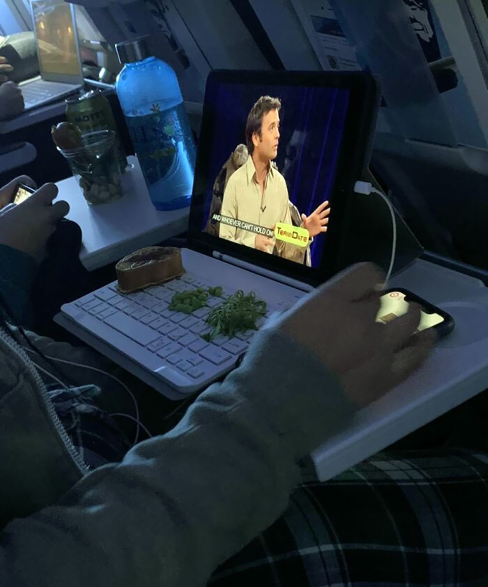On My Flight Yesterday, A Woman Put Food On Her Computer's Keyboard