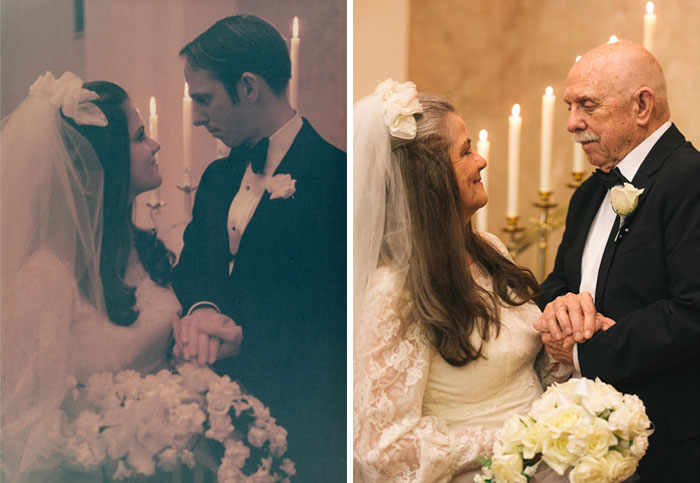 Antes y ahora: Una pareja recrea las fotos de su boda tras 50 años de matrimonio
