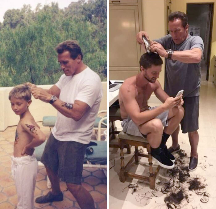 Arnold Schwarzenegger y su hijo. Algunas cosas nunca cambian