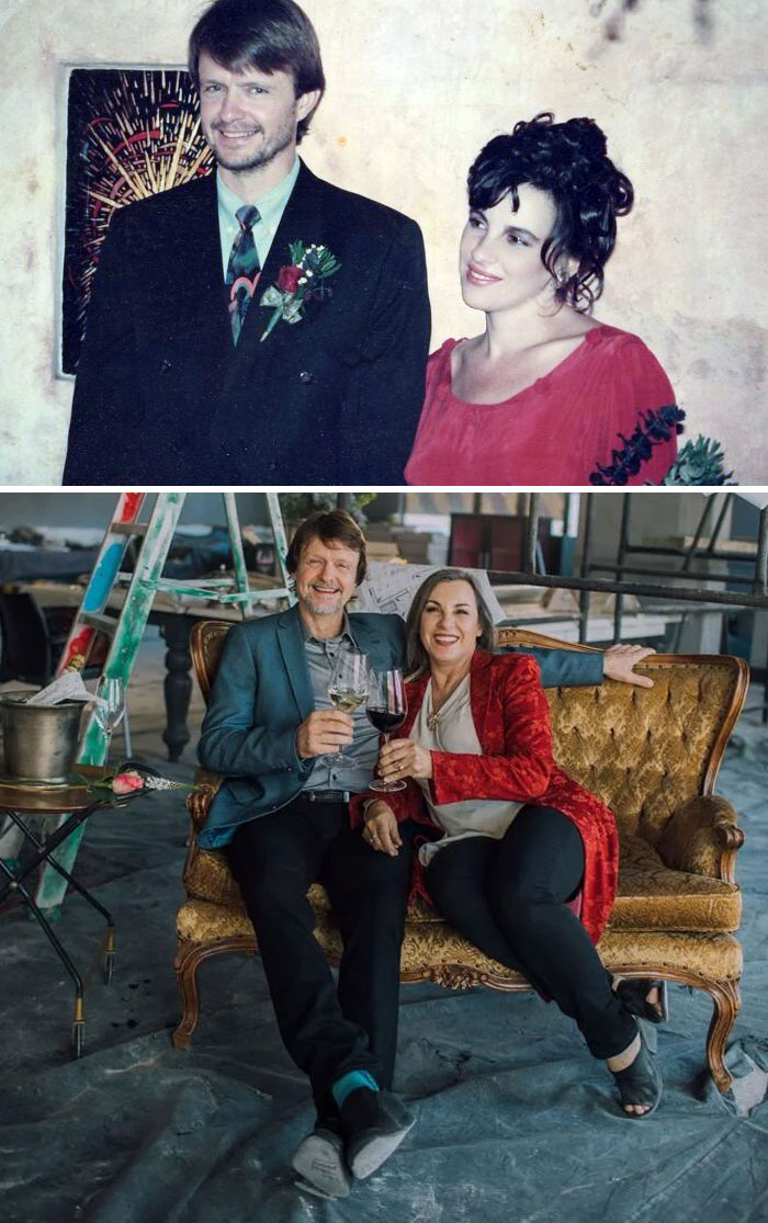 My Parents At Their Wedding In '94 vs. Now At Ages 70 And 60