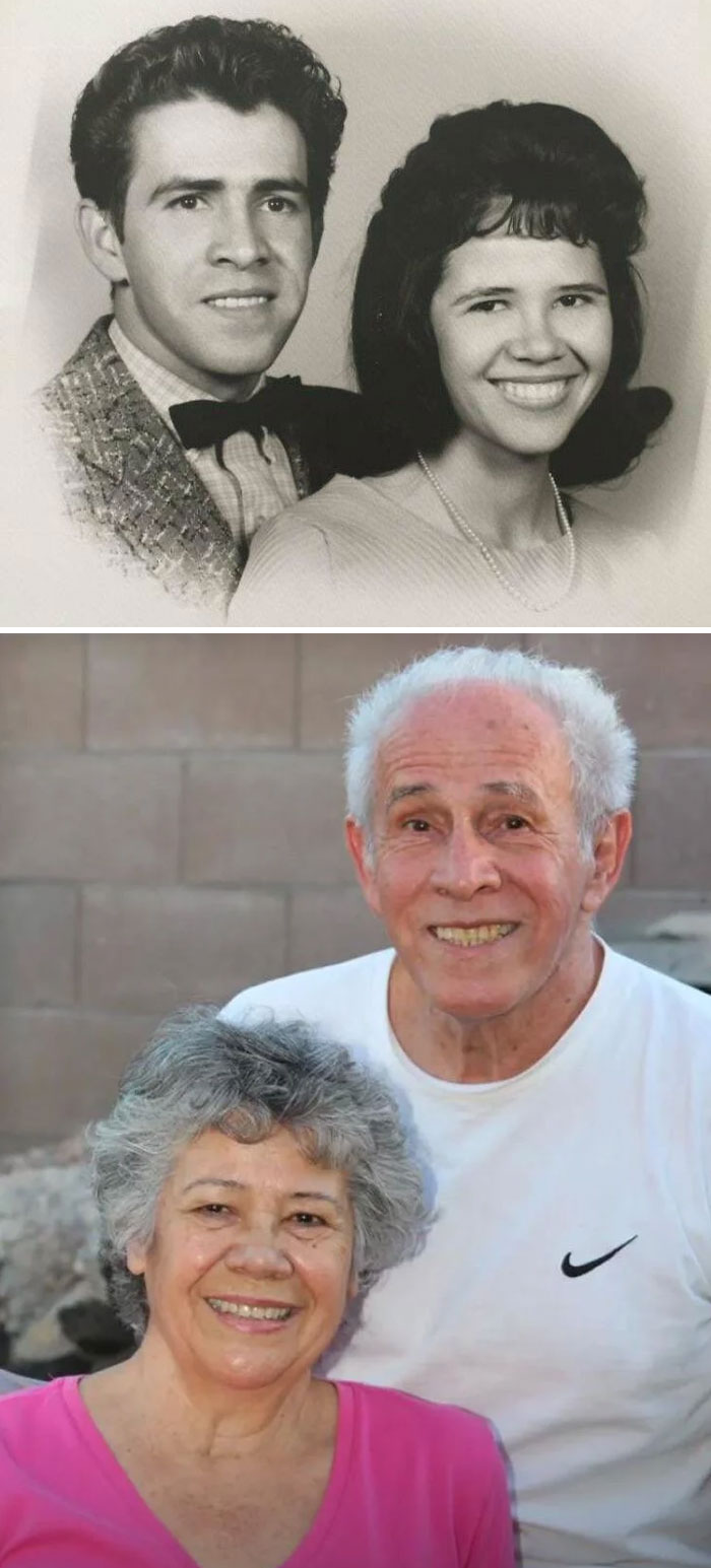 Mom And Dad In 1960 And Again In 2010. Married For Almost 59 Years