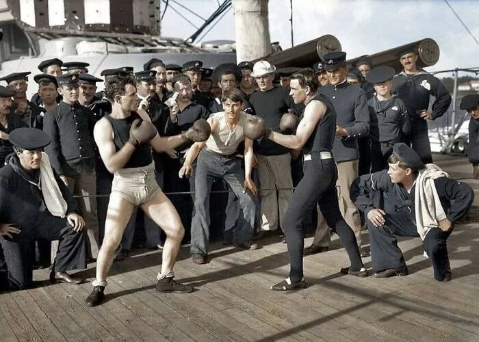 A Boxing Match Of American Sailors. 1899