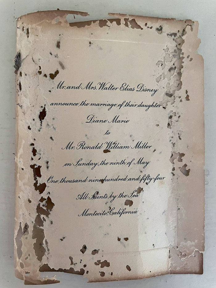 My Friend Found An Invite To Walt Disney’s Daughter’s Wedding While Renovating His House In LA