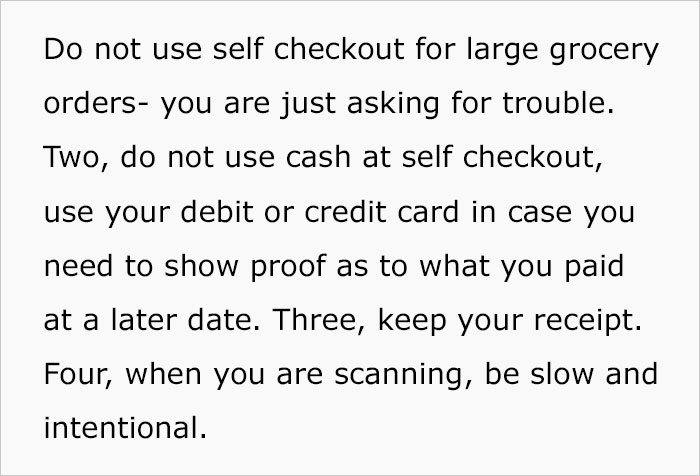 Advice from a criminal defense lawyer on avoiding self-checkouts, including using cards instead of cash, is shown. Advice from a criminal defense lawyer on avoiding self-checkouts, including using cards instead of cash, is shown.