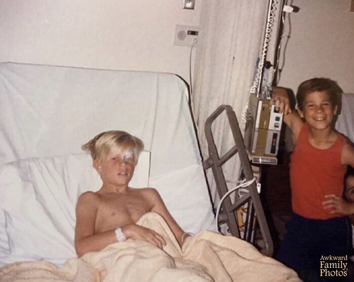 “My Husband, The Blonde, Punctured His Kidney While Wrestling With His Brother Who Is Posing On The Right. His Injury Caused Him To Pee Blood And Resulted In Major Surgery. And His Little Brother Couldn’t Have Been Prouder”