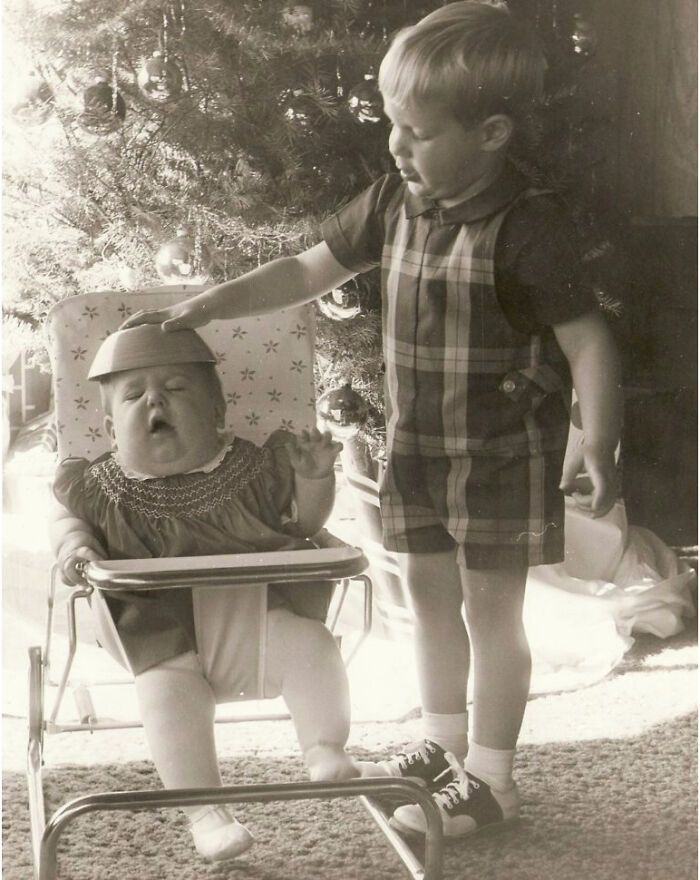 “This Is My Brother And I At Christmas, 1965. I Was Only 6 Months Old And My Brother Obviously Thought I Was Annoying, If Not Repulsive”