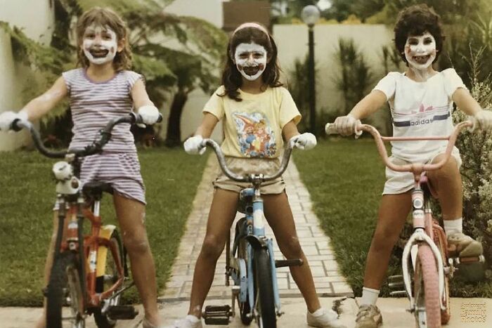 "My Wife (On The Far Right) They Wanted To Dress Up As “Fun Clowns” And Ride Around The Neighborhood"