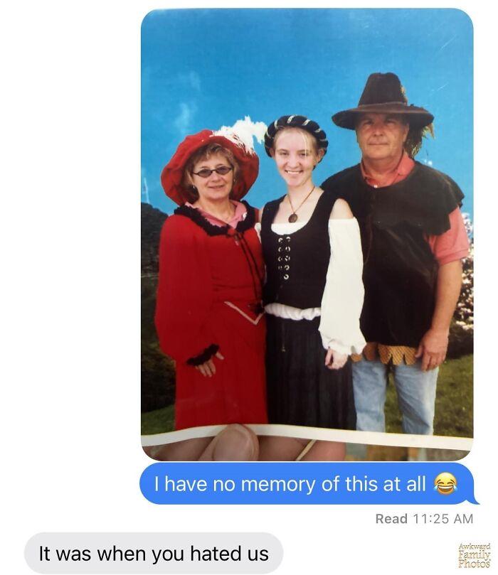 "I Was Having A Great Time Going Through Old Pictures With My Daughter And Thought It Would Be Fun To Include My Mom So I Sent Her A Text Of This Hysterical Family Photo That I Had No Memory Of. My Mom’s Response To My Text Was More Amusing Than The Picture"