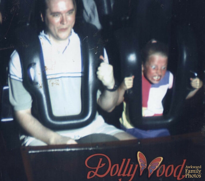“This Is A Photo Of My Daughter And Her Father Riding The Tennessee Tornado Roller Coaster At Dollywood. When We Saw The Photo At The Sales Kiosk, We Laughed So Hard We Just Had To Buy It!”