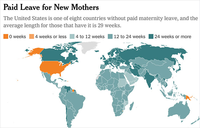 new york times publishes post-birth paid leave infographic