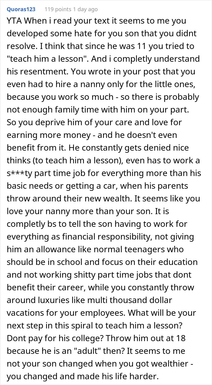 Teen Says Parents Shouldn't Have Bought Nanny A First-Class Ticket, Regrets It After They Put Him In Economy For Being So Elitist Teen Says Parents Shouldn't Have Bought Nanny A First-Class Ticket, Regrets It After They Put Him In Economy For Being So Elitist